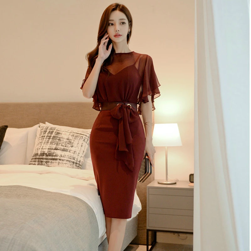 Chiffon Patchwork Corset OL Office Work Dress Women Short Sleeve Perspective Bodycon Wrap Dress Women Clothes 2019 Summer Dress
Chiffon Patchwork Corset OL Office Work Dress Women Short Sleeve Perspective Bodycon Wrap Dress Women Clothes 2019 Summer Dress
