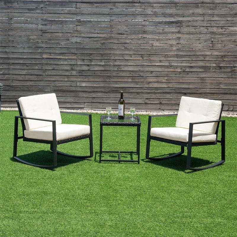 3pcs Rattan Wicker Rocking Chair Set Garden with Cushions 1 Coffee Table 2 Rocking Chairs 2 Seat Cushion 2 Back Cushion HW58603
3pcs Rattan Wicker Rocking Chair Set Garden with Cushions 1 Coffee Table 2 Rocking Chairs 2 Seat Cushion 2 Back Cushion HW58603