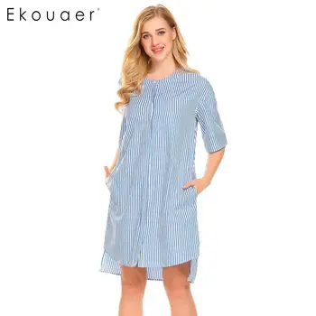 Ekouaer Ladies Nightgowns Sleep Dress Half Sleeve Sleepwear High Low Striped Button Women Loose Sleep Shirts Dress Night Gown
Ekouaer Ladies Nightgowns Sleep Dress Half Sleeve Sleepwear High Low Striped Button Women Loose Sleep Shirts Dress Night Gown