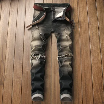 Jeans Men New Fashion Hole Denim Trouser Vintage Male Distressed Slim Biker Jeans Men's Elastic Pants Plus Size 42
Jeans Men New Fashion Hole Denim Trouser Vintage Male Distressed Slim Biker Jeans Men's Elastic Pants Plus Size 42