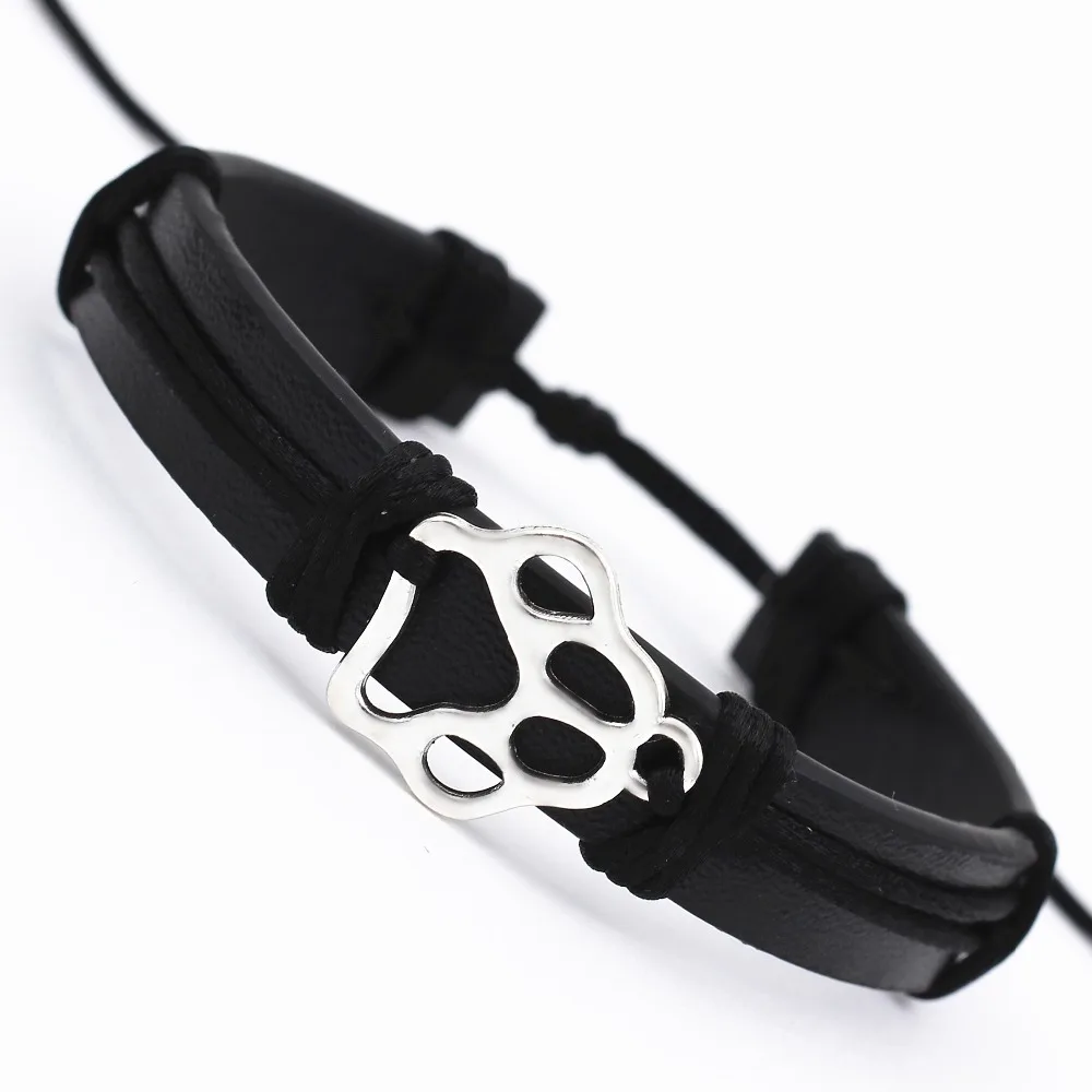 10 Colors Dog's Paw Charm Leather Wrap Bracelet Wish Card for Women Girls Adjustable Friendship Antique Silver Pets Bracelets
10 Colors Dog's Paw Charm Leather Wrap Bracelet Wish Card for Women Girls Adjustable Friendship Antique Silver Pets Bracelets