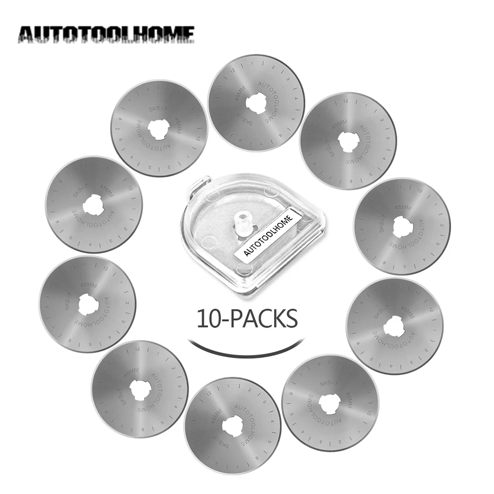 Hight Quality New 10pcs 45MM Rotary Cutter Blades Sewing Quilting for Olfa Fiskars Cutters with Plastic CASE
Hight Quality New 10pcs 45MM Rotary Cutter Blades Sewing Quilting for Olfa Fiskars Cutters with Plastic CASE