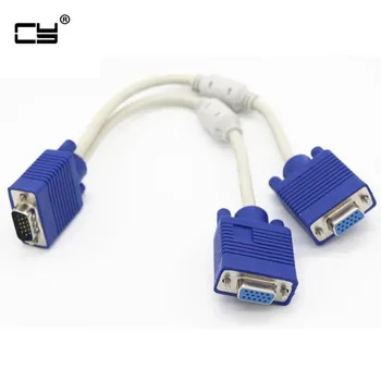high quality 1 computer to dual 2 monitor vga splitter cable video Y splitter 15 pin two ports vga male to female 30CM 1FT 
high quality 1 computer to dual 2 monitor vga splitter cable video Y splitter 15 pin two ports vga male to female 30CM 1FT