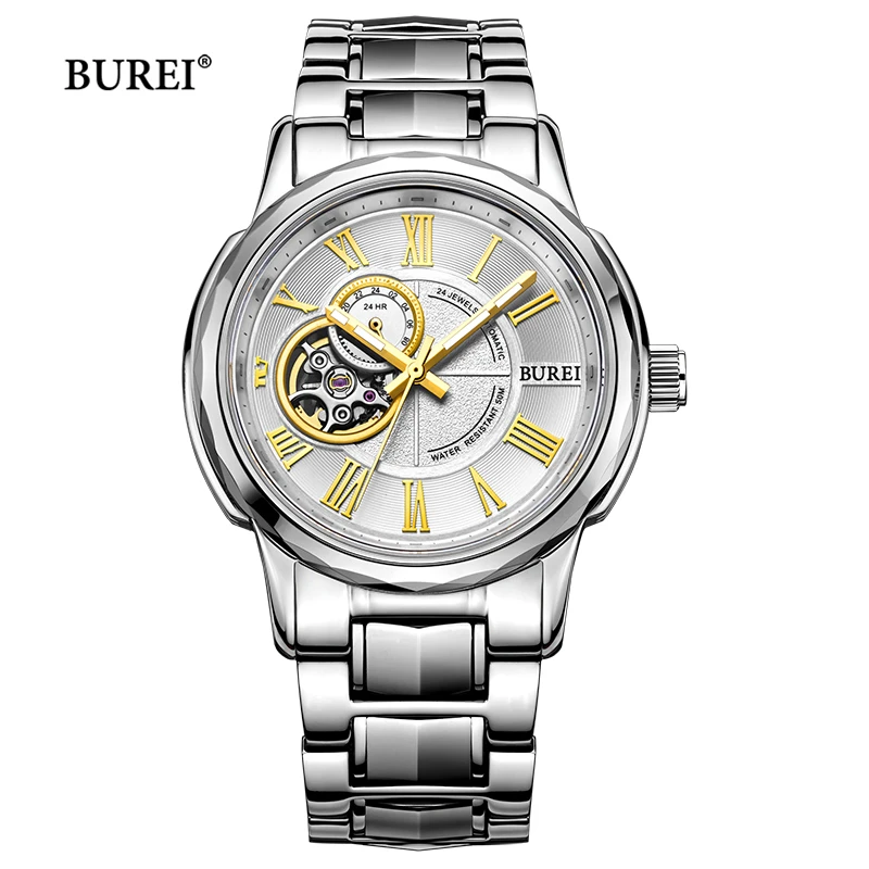 BUREI Brand Luxury Gold Silver Automatic Business Watch Men Waterproof Fashion Hollow Sapphire Mechanical Watches Reloj Hombre
BUREI Brand Luxury Gold Silver Automatic Business Watch Men Waterproof Fashion Hollow Sapphire Mechanical Watches Reloj Hombre