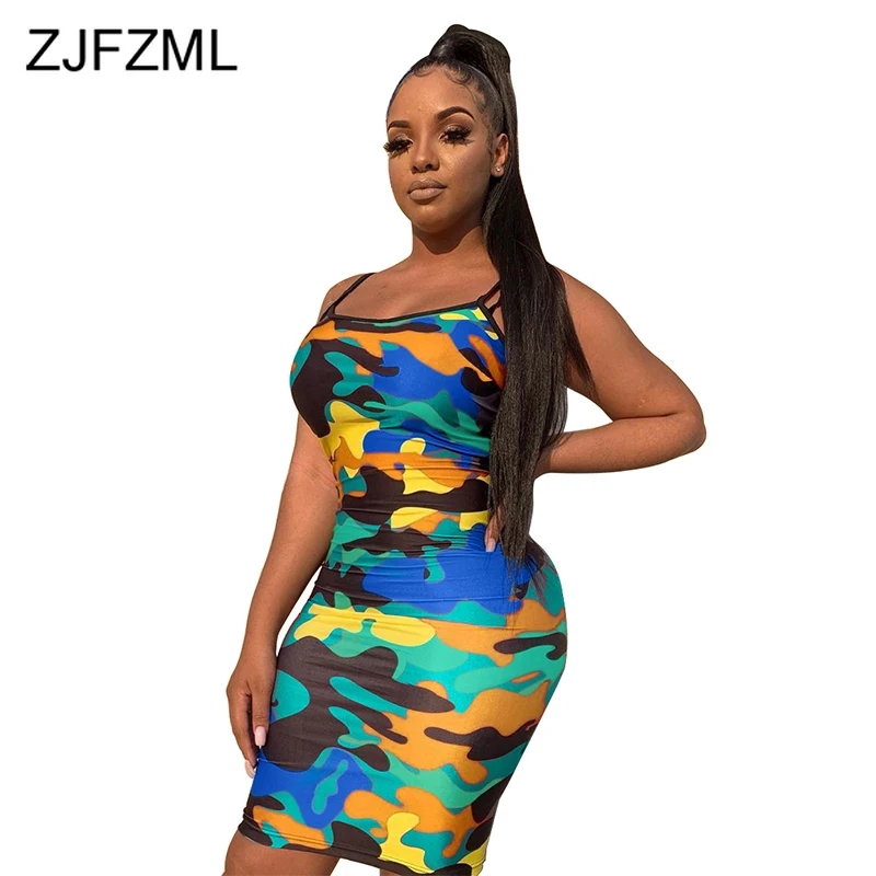 Camouflage Print Sexy Plus Size Dress Women Spaghetti Strap Sleeveless Pencil Dress Summer Strapless Backless Club Party Dress
Camouflage Print Sexy Plus Size Dress Women Spaghetti Strap Sleeveless Pencil Dress Summer Strapless Backless Club Party Dress