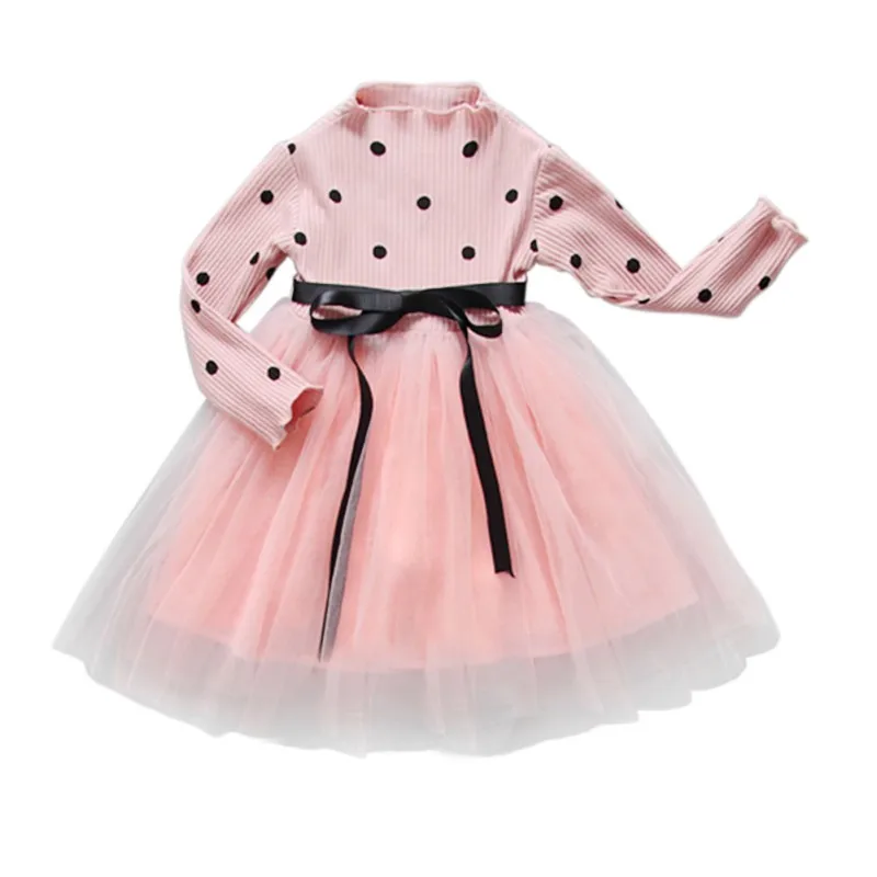 Платье детское в горошек с длинным рукавом весна-осень | Детская одежда и обувь