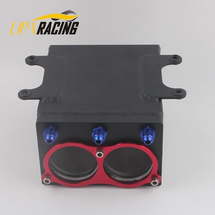 new product 60mm dual port external 044 fuel pump tank racing black Billet aluminium with fitting oil catch can fuel surge tank