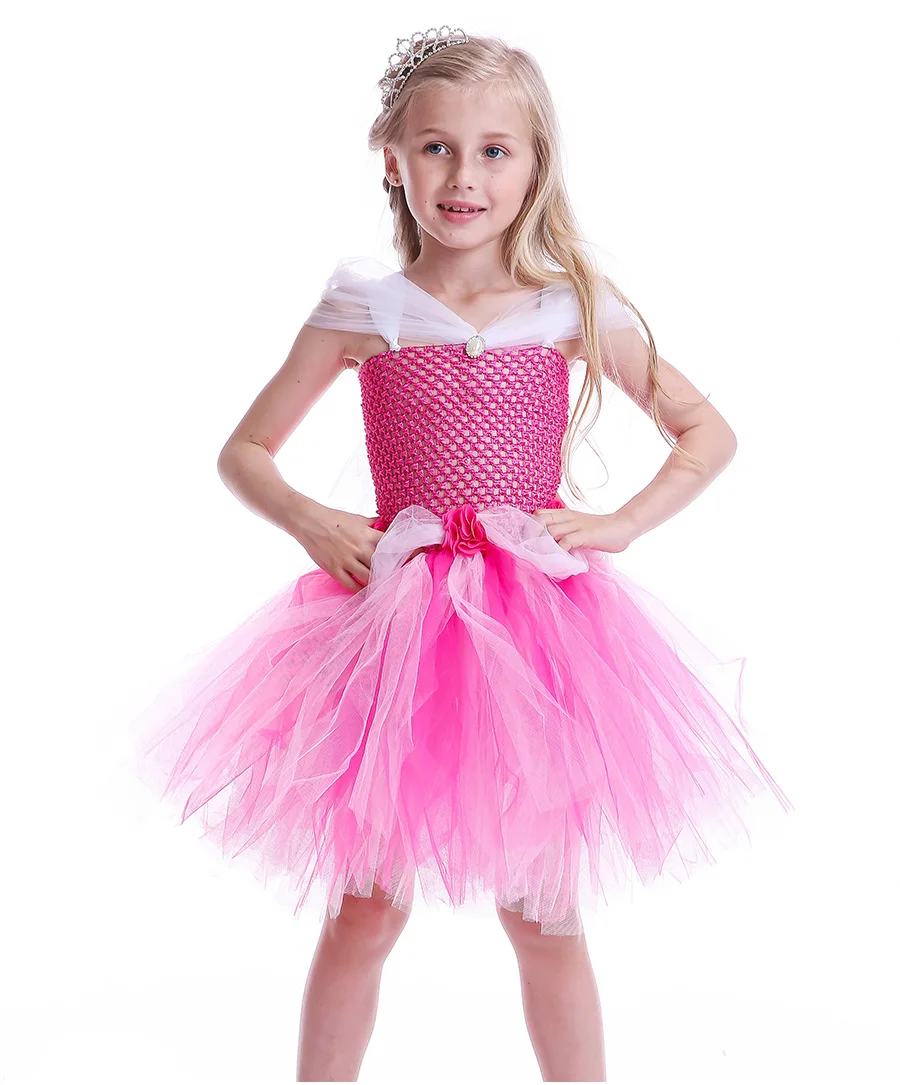 Princess Girls Sleeping Beauty Tulle Tutu Dress Children Fancy Cosplay Aurora Clothes Kids Halloween Birthday Party (9)