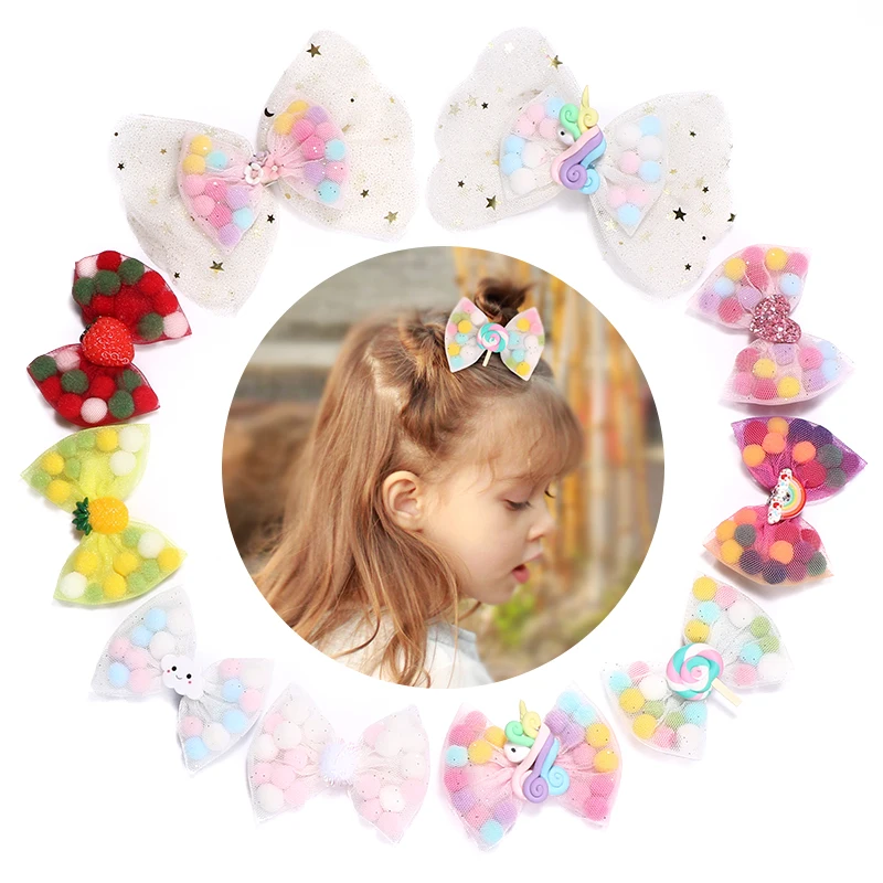 5pc/lot Unicorn Animal Hair Bow Clips with Pom Pom and Mesh Glitter Gold Star Hairpin Sweet Fashion Girl Hair Barrette
5pc/lot Unicorn Animal Hair Bow Clips with Pom Pom and Mesh Glitter Gold Star Hairpin Sweet Fashion Girl Hair Barrette