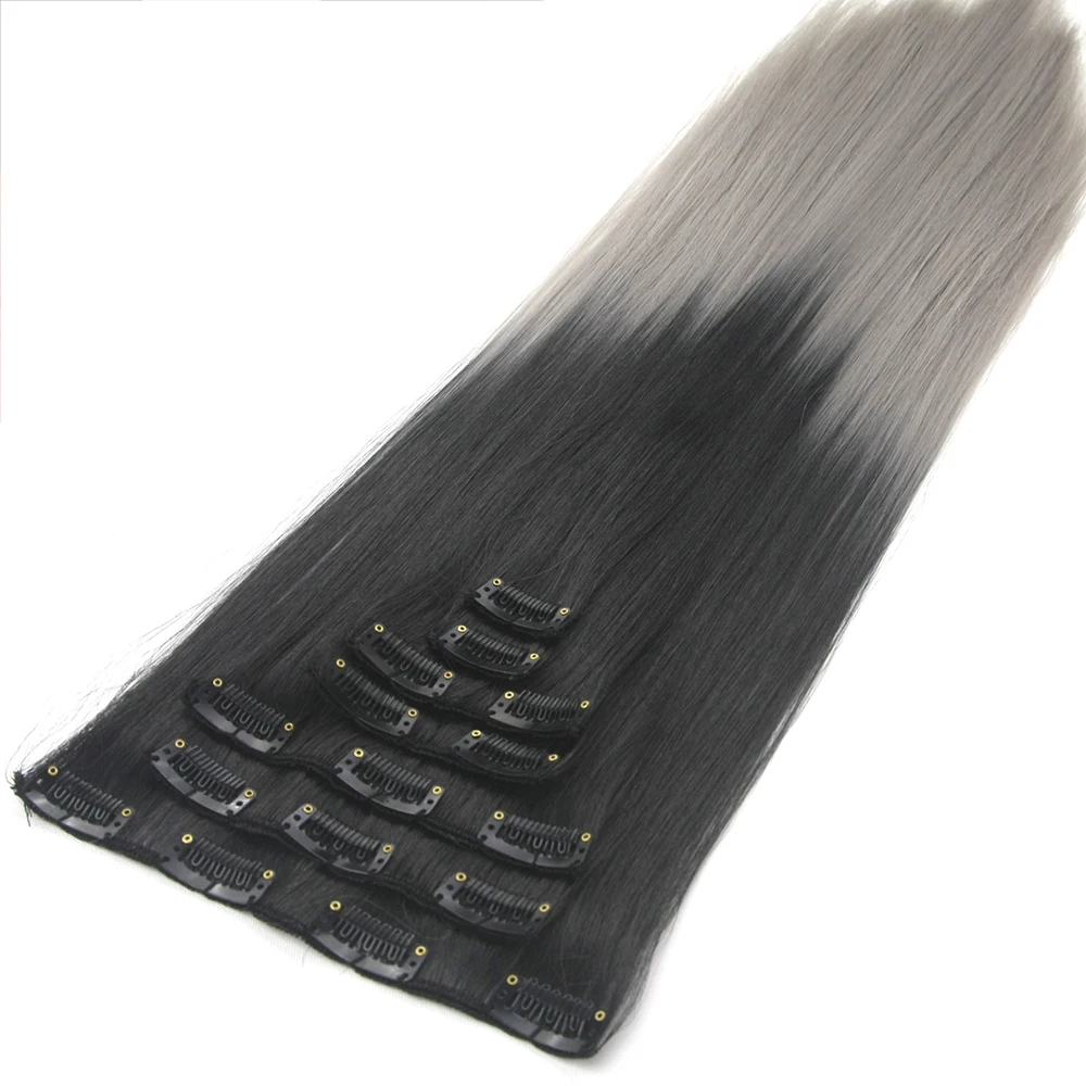 Soowee 24inch 7pcs/set 16Clips Full Head Straight Synthetic Hairpieces Heat Resistant Black to Grey Ombre Clip in Hair Extension
Soowee 24inch 7pcs/set 16Clips Full Head Straight Synthetic Hairpieces Heat Resistant Black to Grey Ombre Clip in Hair Extension