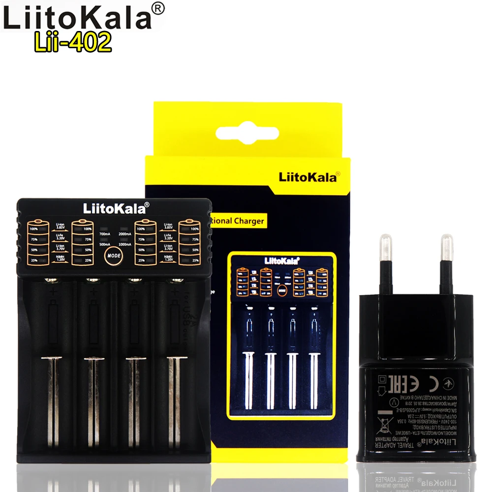 

Liitokala new listing lii-402 18650 26650 lithium battery charger four slot intelligent Ni MH charging USB mobile power supply