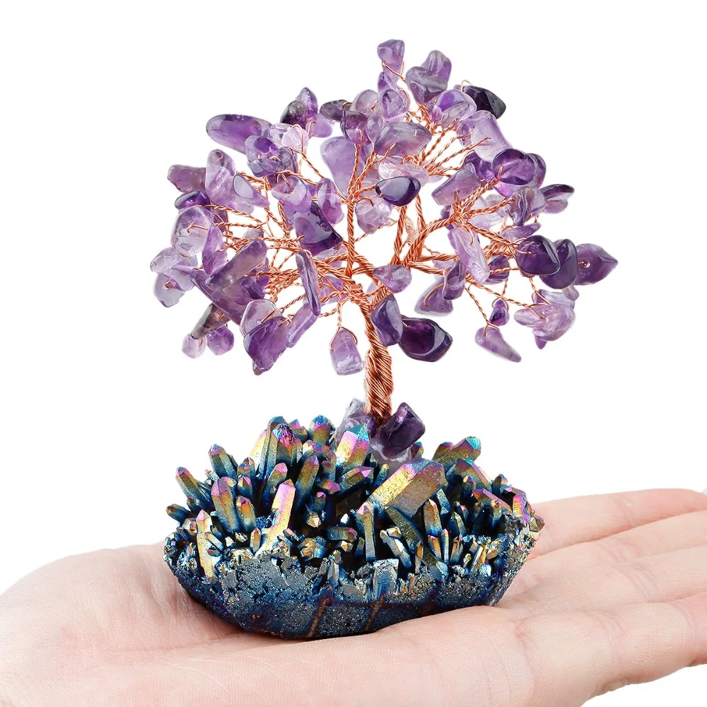 TUMBEELLUWA Crystal Tree Rainbow Aura Titanium Quartz Cluster Base Bonsai Lucky Money Tree Sculpture Home office Decoration
TUMBEELLUWA Crystal Tree Rainbow Aura Titanium Quartz Cluster Base Bonsai Lucky Money Tree Sculpture Home office Decoration