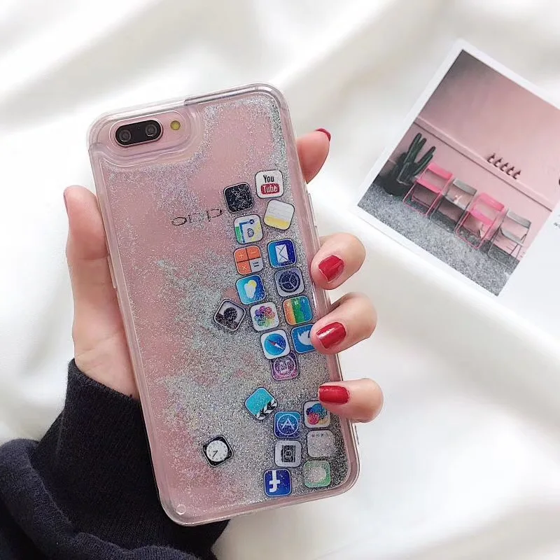 Phone Case for iPhone 7 3D Cute APP Software Icon Glitter Dynamic Liquid Gold Silver Quicksand Cover for iPhone 6 6S 8 X Plus
Phone Case for iPhone 7 3D Cute APP Software Icon Glitter Dynamic Liquid Gold Silver Quicksand Cover for iPhone 6 6S 8 X Plus