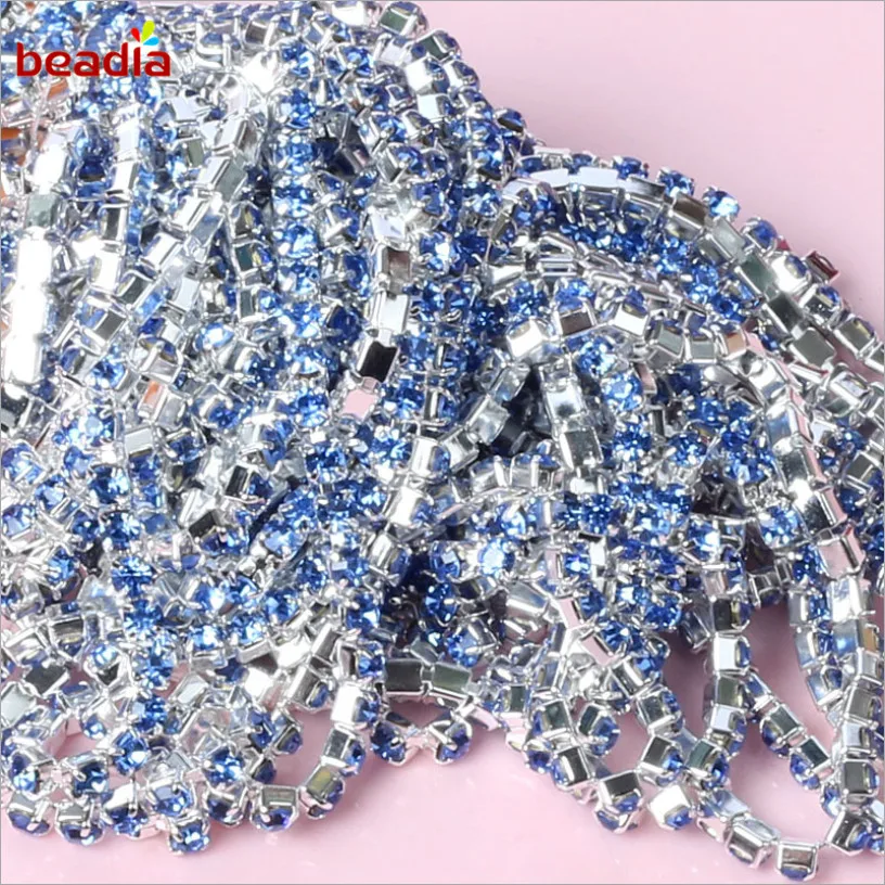 High Density Hot Sale 2/2.5/2.8/3mm Flatback Light Blue Rhinestone Chain For Decor Craft Sewing Clothes Accessories
High Density Hot Sale 2/2.5/2.8/3mm Flatback Light Blue Rhinestone Chain For Decor Craft Sewing Clothes Accessories