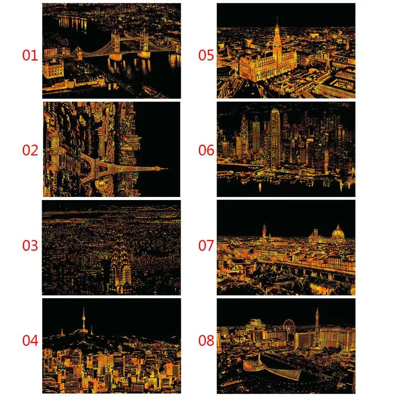 Creative Color Postcard Scraping Night Scenes Scratching Classical World Fashion City Sign Greeting Cards
Creative Color Postcard Scraping Night Scenes Scratching Classical World Fashion City Sign Greeting Cards