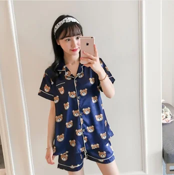 Printing 2019 Summer Short Sleeve Silk Pajamas Set Two Pieces Set Women Sleepwear Sexy Nightwear for Women Sleeping suit
Printing 2019 Summer Short Sleeve Silk Pajamas Set Two Pieces Set Women Sleepwear Sexy Nightwear for Women Sleeping suit