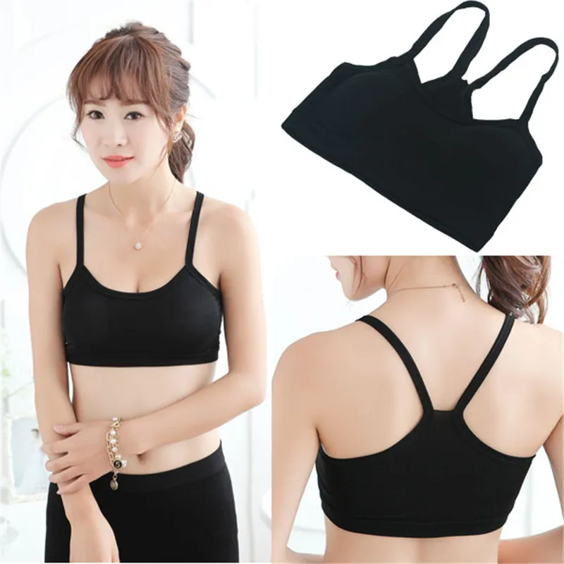 

Female 8 Colors Women Solid Strap Underwear Cotton Yoga Bra Vest Crop Top Sports Bra A Fitness Shirt Vest