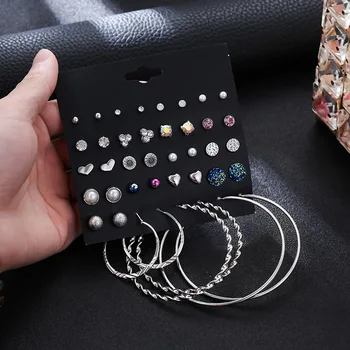 20 Pairs/set Fashion Rhinestone Crystal Pearl Stud Earrings Set For Women Boho Personalized Round Circle Earring Jewelry Gifts
20 Pairs/set Fashion Rhinestone Crystal Pearl Stud Earrings Set For Women Boho Personalized Round Circle Earring Jewelry Gifts