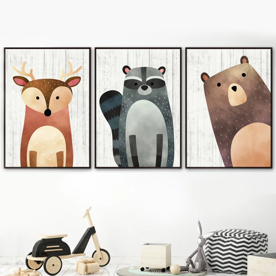 Raccoon Bear Fox Nursery Wall Art Canvas Painting Cartoon Nordic Posters And Prints Wall Pictures Boy Girl Baby Kids Room Decor 
Raccoon Bear Fox Nursery Wall Art Canvas Painting Cartoon Nordic Posters And Prints Wall Pictures Boy Girl Baby Kids Room Decor