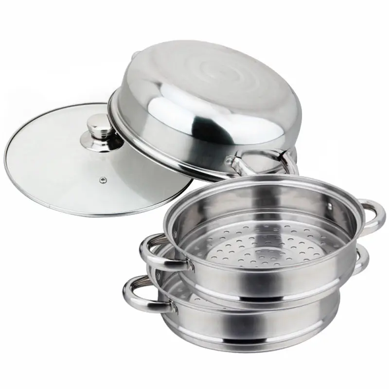 Mayitr Stainless Steel 3 Tier Steamer Induction Dim Sum Steam Steaming Pot Cookware For Home Kitchen Cooking Tools