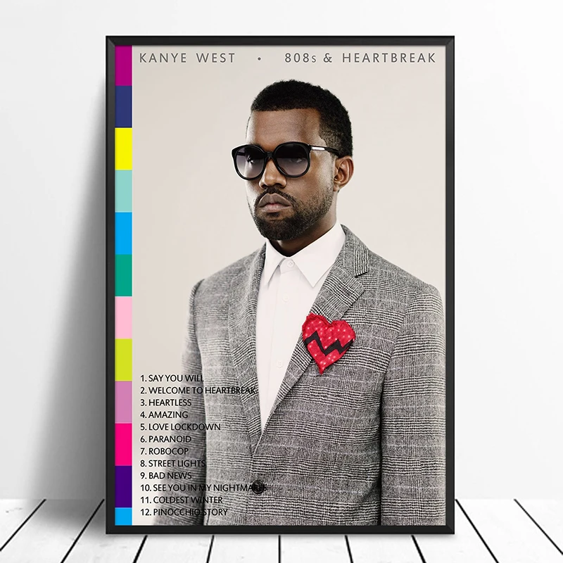 Альбом для поп музыки Kanye West 808's и в стиле сердцебиения Обложка фотография на