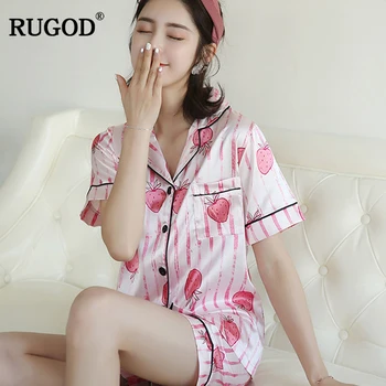 RUGOD 2019 New Arrival Casual Women Pajamas Spring Summer Female 2 Piece Set Cute Srawberry Cartoon Printed Shirt and Shorts
RUGOD 2019 New Arrival Casual Women Pajamas Spring Summer Female 2 Piece Set Cute Srawberry Cartoon Printed Shirt and Shorts
