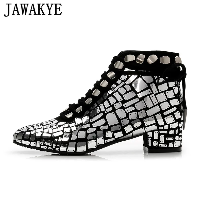 Spring autumn short boots rivets studded Ankle Boots for women square toe Bling bling sequines martin Booties Zapatos Mujer
Spring autumn short boots rivets studded Ankle Boots for women square toe Bling bling sequines martin Booties Zapatos Mujer