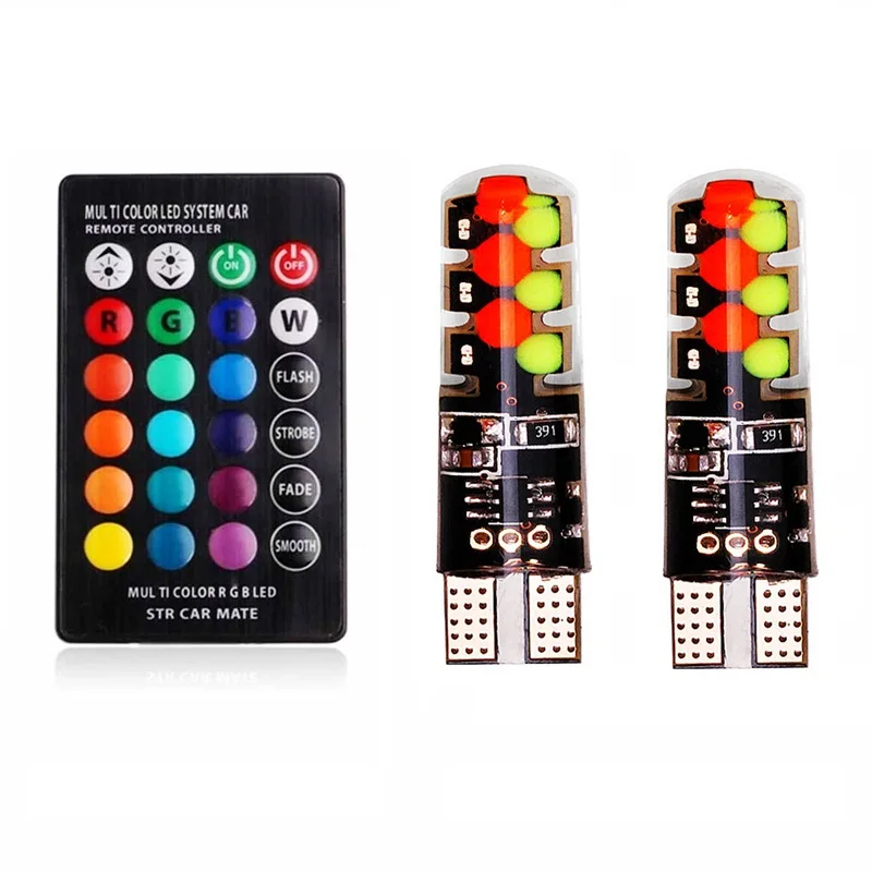 2pcs 2018 New Universal T10 W5W Car RGB Led Bulb COB 12SMD Clearance Lights Colorful Multi Mode Auto Lamp With Remote Controller
2pcs 2018 New Universal T10 W5W Car RGB Led Bulb COB 12SMD Clearance Lights Colorful Multi Mode Auto Lamp With Remote Controller