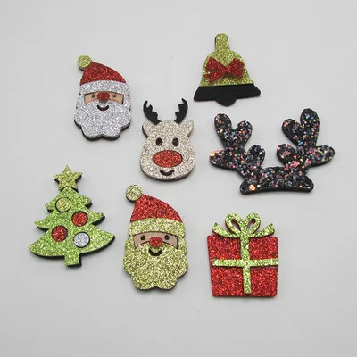 

30PCS/Lot Mix Style Merry Christmas Padded Applique Crafts for Children Headwear Hair clip Accessorie and Garment Accessoires