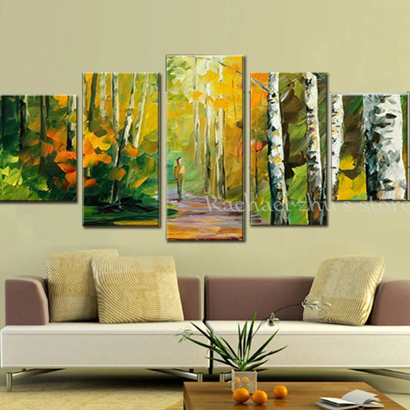 Hand Painted Palette Knife 5 Panles Oil Painting On Canvas Walker Forest Path Landscape Wall Picturer For Living Room Home Decor
Hand Painted Palette Knife 5 Panles Oil Painting On Canvas Walker Forest Path Landscape Wall Picturer For Living Room Home Decor