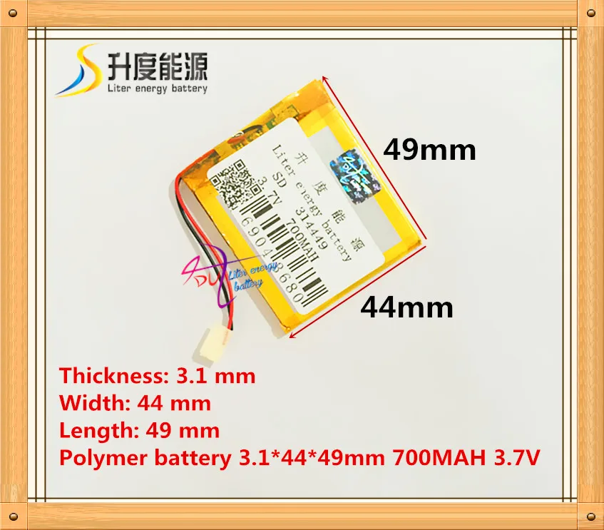 Size 314449 3.7V 700mah Lithium polymer Battery with Protection Board For MP4 Digital Products Free Shipping
Size 314449 3.7V 700mah Lithium polymer Battery with Protection Board For MP4 Digital Products Free Shipping