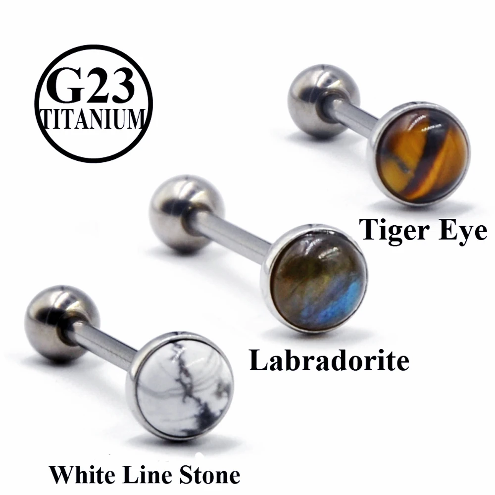 BOG-1PC G23-Titanium Barbell Labradorite Tiger Eye White Line Stone Tongue Barbell Ring Tongue Piercing Bar Body Jewelry 14G
BOG-1PC G23-Titanium Barbell Labradorite Tiger Eye White Line Stone Tongue Barbell Ring Tongue Piercing Bar Body Jewelry 14G