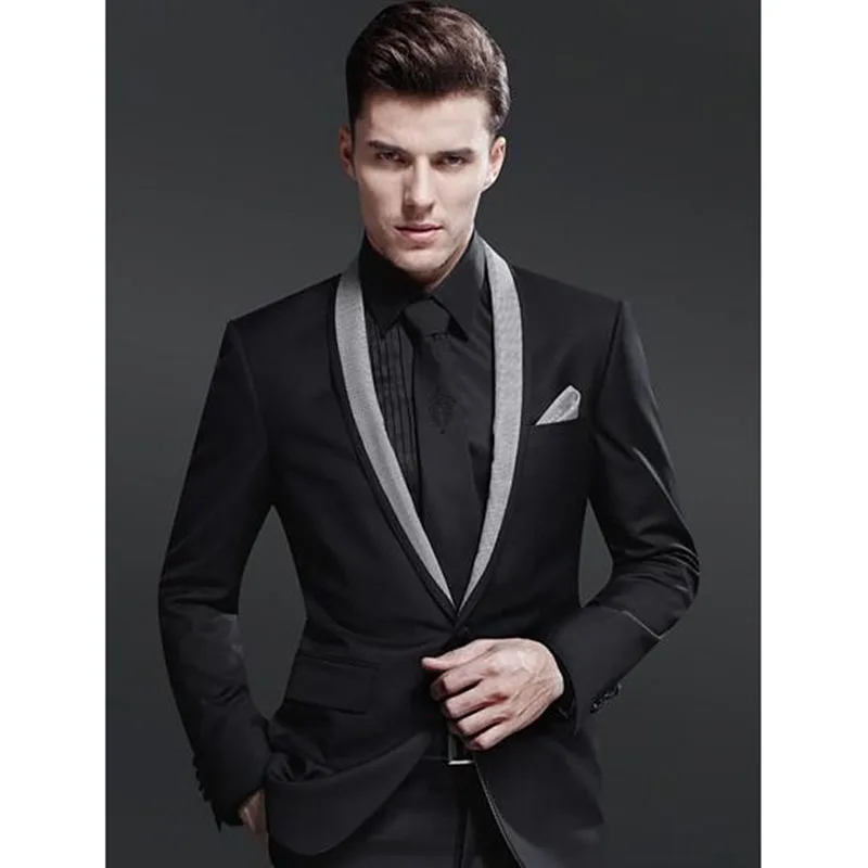 One Button Groom mens suit Tuxedo Black man grey satin Shawl Lapel Groomsman masculino Men Wedding Suits (jackets+Pants)
One Button Groom mens suit Tuxedo Black man grey satin Shawl Lapel Groomsman masculino Men Wedding Suits (jackets+Pants)