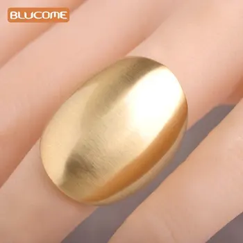 

Blucome Dubai Big Wide Women Cocktail Bridal Ring Alloy Gold-color Smooth Round Rings Anel Party Wedding Anniversary Jewelry