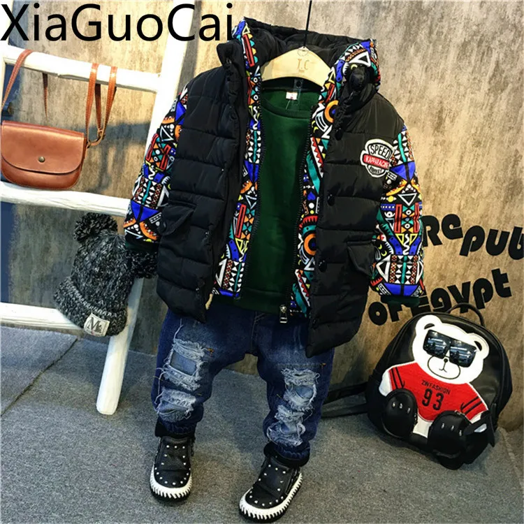 Комплект одежды для мальчиков зимняя куртка джинсовая рубашка | Детская одежда и