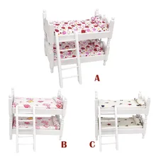 ドールハウス新鮮な花クラスタミニ家具二段ベッドミニドールハウス家具ベッドセットミニチュアリビングルーム子供のおもちゃ(China)