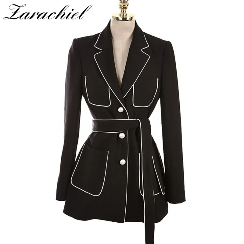 2019 Autumn Office Lady Blazer Jacket Women Work Wear Suit Elegant Single Breasted Pearls Notched Sashes Blazer Feminino Outwear
2019 Autumn Office Lady Blazer Jacket Women Work Wear Suit Elegant Single Breasted Pearls Notched Sashes Blazer Feminino Outwear