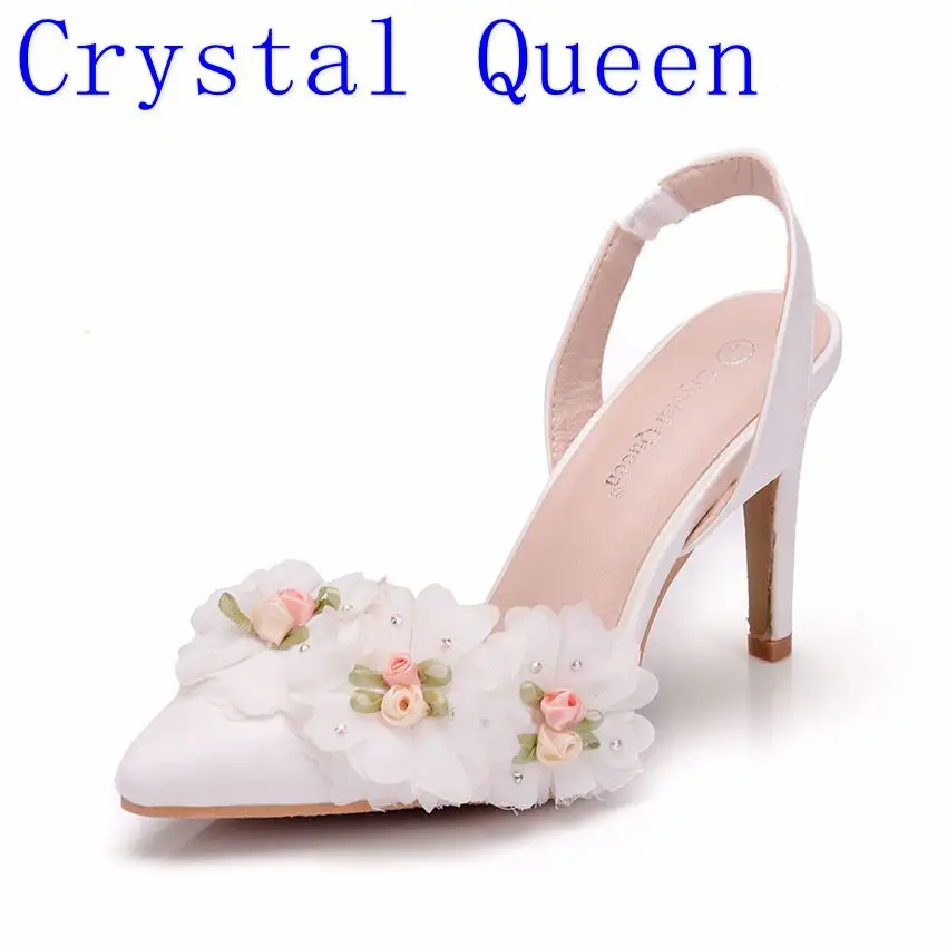 Crystal Queen White Lace Flower Bridal Wedding Shoes Fine Pointed Bride Dress Shoes High heel 10cm Two Type Women Sandals Pumps
Crystal Queen White Lace Flower Bridal Wedding Shoes Fine Pointed Bride Dress Shoes High heel 10cm Two Type Women Sandals Pumps