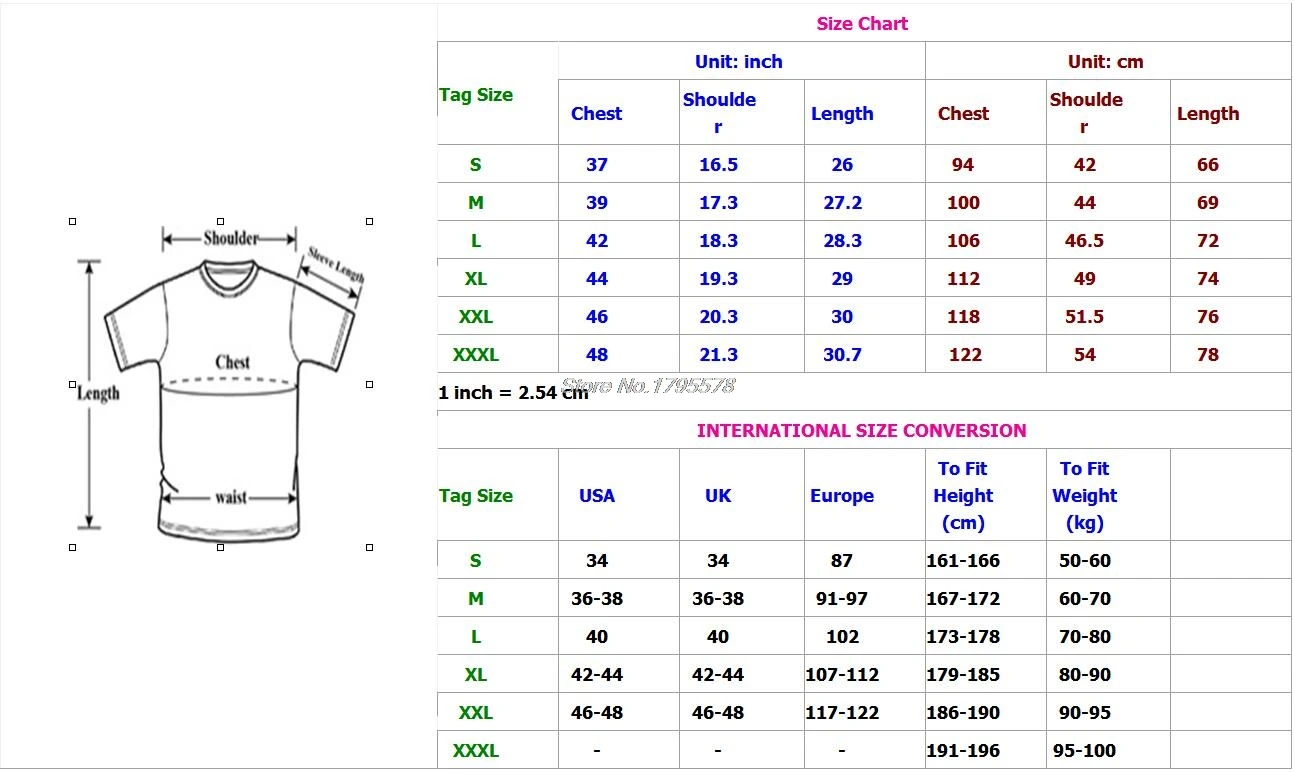 Arrow Shirt Size Chart