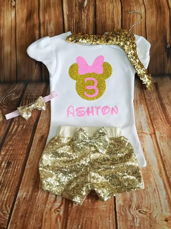 Personalize name age minnies princess birthday bodysuit onepiece sparkle gold shorts Outfit Set baby shower party gifts
Personalize name age minnies princess birthday bodysuit onepiece sparkle gold shorts Outfit Set baby shower party gifts