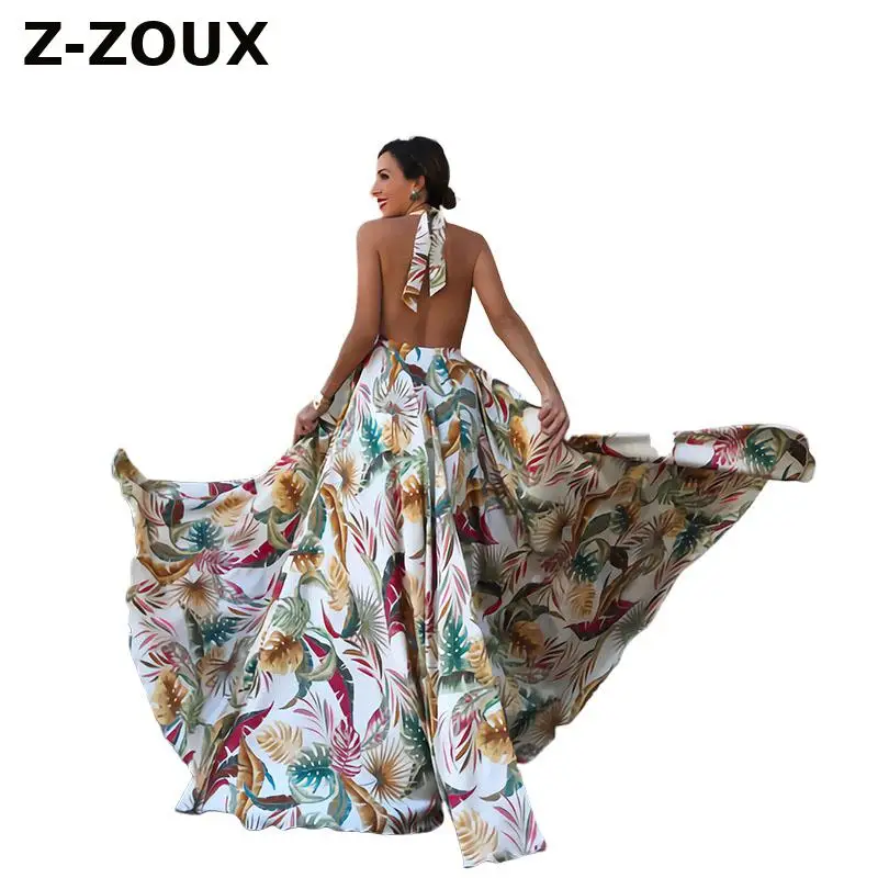 Z-ZOUX Women Dress Bohemian Maxi Dress V Neck Backless Print Dresses Sleeveless Bandage High Waist Large Hem Beach Dress Summer
Z-ZOUX Women Dress Bohemian Maxi Dress V Neck Backless Print Dresses Sleeveless Bandage High Waist Large Hem Beach Dress Summer