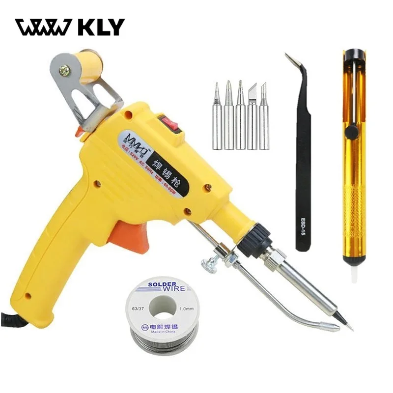 WWW KLY EU Plug 60W Hand-held Internal Heating Soldering Iron Automatically Send Tin Gun Soldering Station Welding Repair Tool
WWW KLY EU Plug 60W Hand-held Internal Heating Soldering Iron Automatically Send Tin Gun Soldering Station Welding Repair Tool