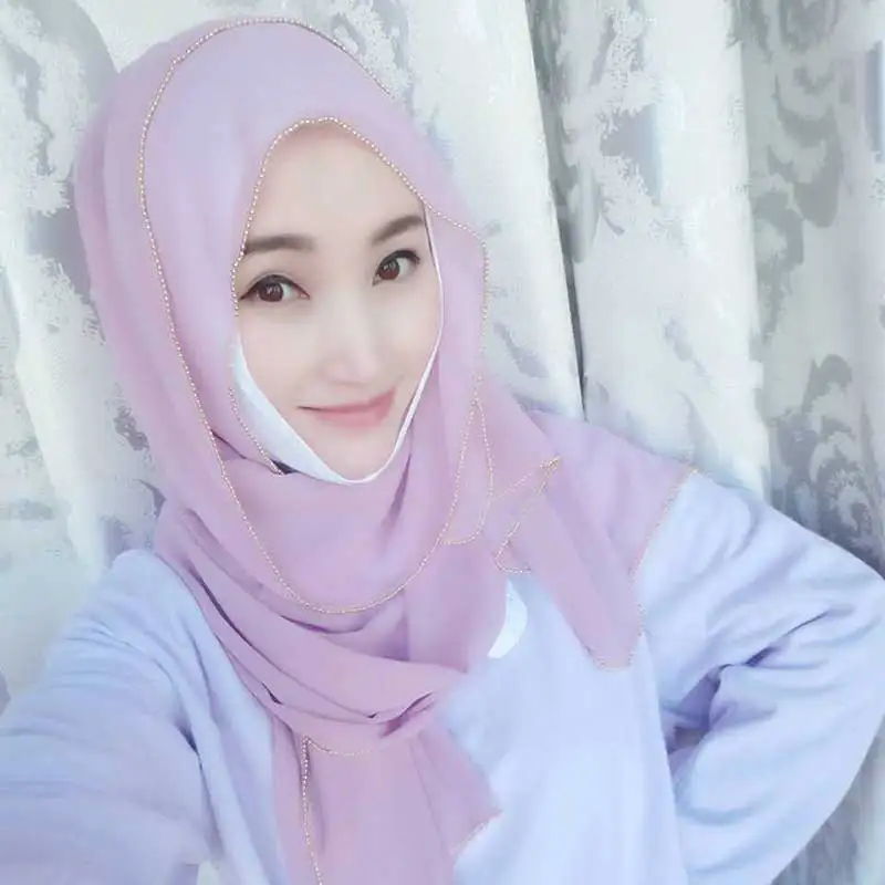 2019 Women Muslim Solid Color Gold Beading Chiffon Scarf Hijab Islamic Dubai Arabic UAE Morocco Shawl Headband VKHJ1029
2019 Women Muslim Solid Color Gold Beading Chiffon Scarf Hijab Islamic Dubai Arabic UAE Morocco Shawl Headband VKHJ1029