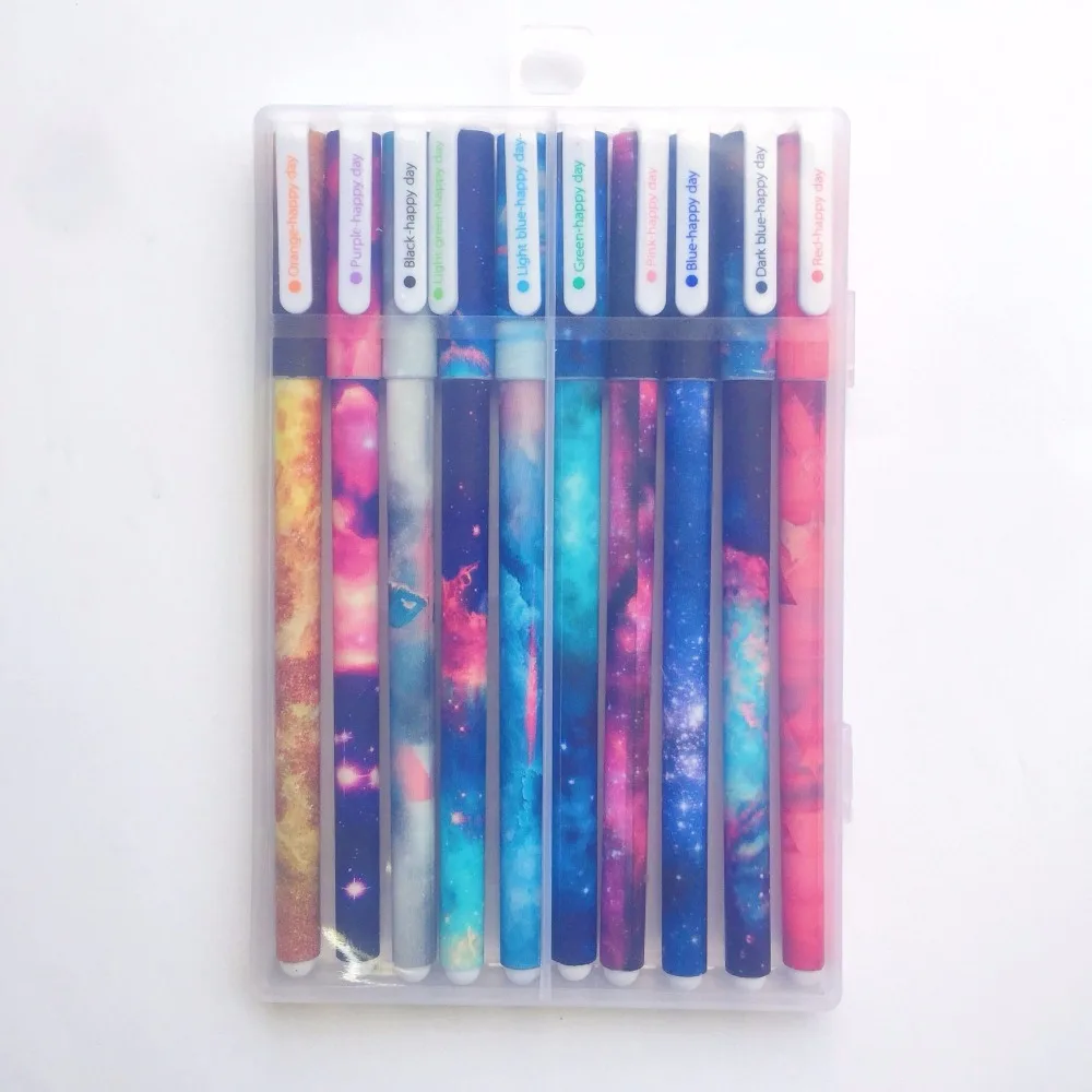 

10pcs Starry sky Gel ink pen for writing 0.5mm ballpoint color pens Galaxy star gift Stationery Office school supplies FB308