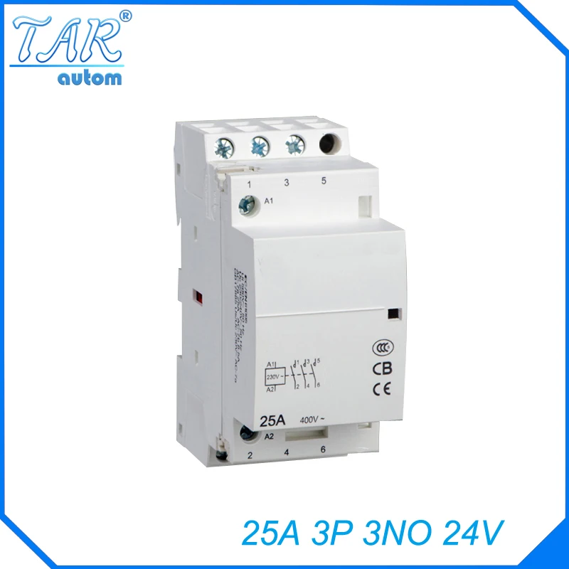 24V 3NO 25A modular household small AC contactor hotel building Din rail Household ac contactor
24V 3NO 25A modular household small AC contactor hotel building Din rail Household ac contactor