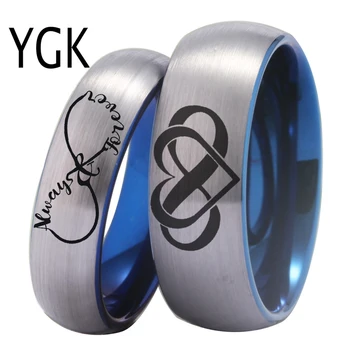 YGK Couple Wedding Jewelry For Lovers Couple Tungsten Ring Matte With Blue Tungsten Wedding Ring infinity heart Always& Forever
YGK Couple Wedding Jewelry For Lovers Couple Tungsten Ring Matte With Blue Tungsten Wedding Ring infinity heart Always& Forever