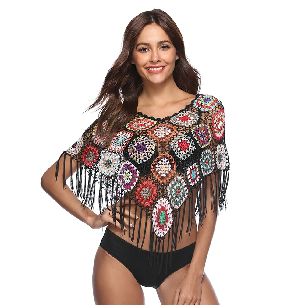 Womens shirt tops and blouses Crocheted Cover Ups Hollow Out Tassels Geometric Boho Beach Cover Ups tunic female Kimono Cardigan
Womens shirt tops and blouses Crocheted Cover Ups Hollow Out Tassels Geometric Boho Beach Cover Ups tunic female Kimono Cardigan