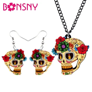 Bonsny Acrylic Halloween Flower Retro Skull Earrings Necklace Fashion Jewelry Sets For Women Girls Costumes Decorations Bijoux
Bonsny Acrylic Halloween Flower Retro Skull Earrings Necklace Fashion Jewelry Sets For Women Girls Costumes Decorations Bijoux