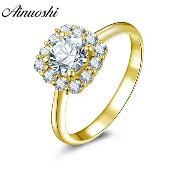 AINUOSHI Trendy Round Halo Ring 14K Solid White/Yellow Gold Band Shining Sona Simulated Diamond Wedding Engagement Women Ring
AINUOSHI Trendy Round Halo Ring 14K Solid White/Yellow Gold Band Shining Sona Simulated Diamond Wedding Engagement Women Ring