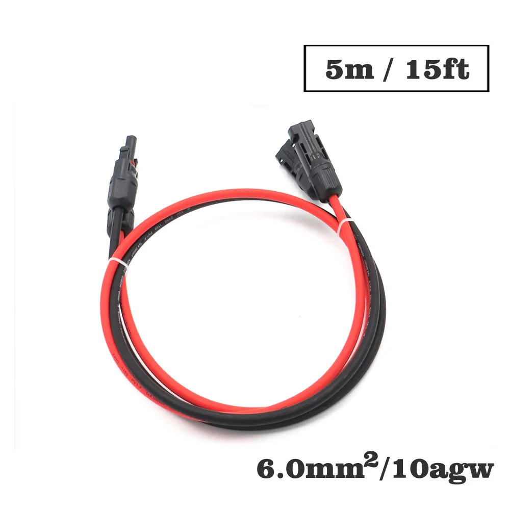 1pair X 6mm2 10AWG 15FT 5m MC-4 Connector Extension Connect branch black parallel Series 5 meter extend cable
1pair X 6mm2 10AWG 15FT 5m MC-4 Connector Extension Connect branch black parallel Series 5 meter extend cable